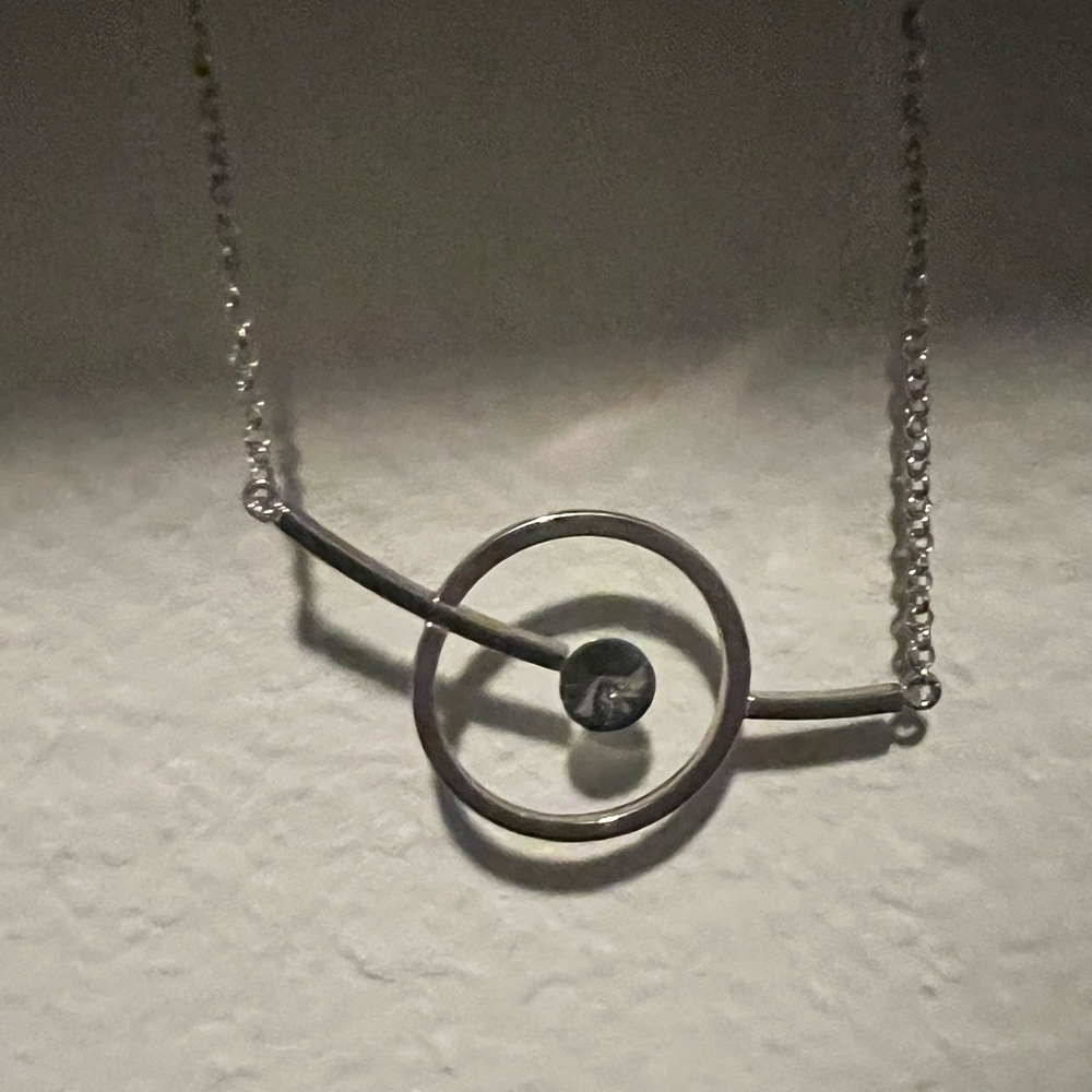 Silver necklace with blue/grey stone, great condition